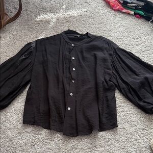 Fate Black Button-Up Blouse